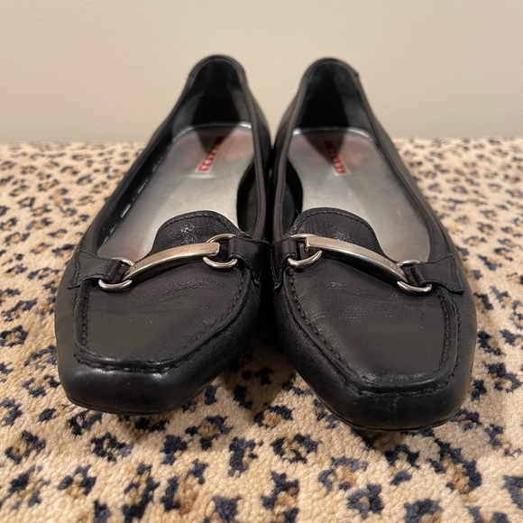 Prada Sport Linea Rossa Vintage Loafer Ballet Flat with metal bar Size 37.5 - Picture 6 of 8
